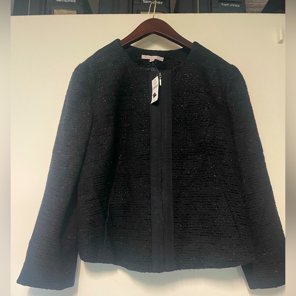 NWT GAP black sparkly zip up jacket, size large